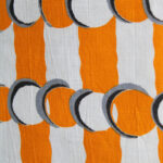 Photo 2 - Rideau tissu orange et blanc