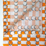 Photo 1 - Rideau tissu orange et blanc