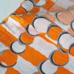 Photo 3 - Rideau tissu orange et blanc