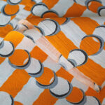 Photo 4 - Rideau tissu orange et blanc