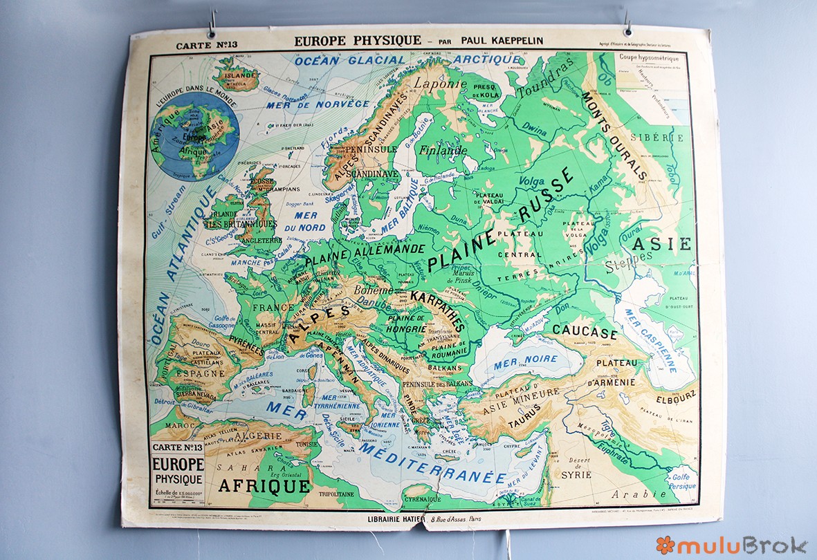 Affiche carte Europe Physique